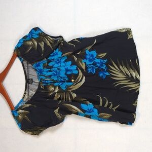 Favant Hawaiin‎ Blue Floral Tropical Short Sleeve Shirt S